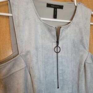 BCBG MAXAZRIA Sleeveless Gray Mini Dress Suede-Like - Women's Med